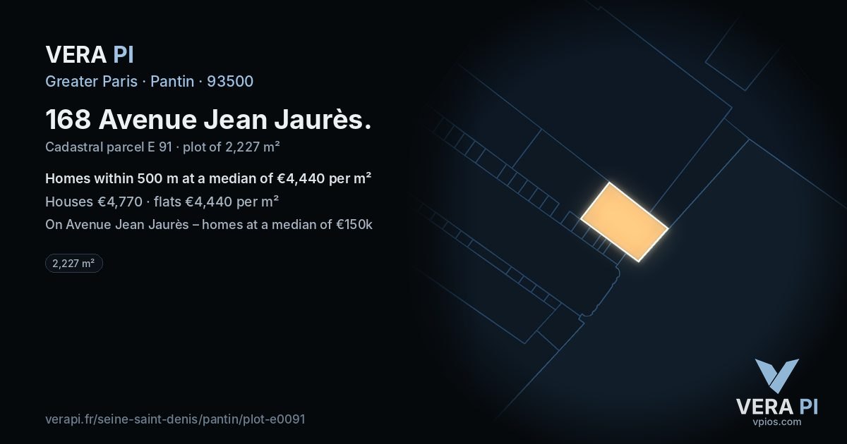 168 Avenue Jean Jaurès, Pantin at night – the plot lit, the parcels around coloured by the prices near them