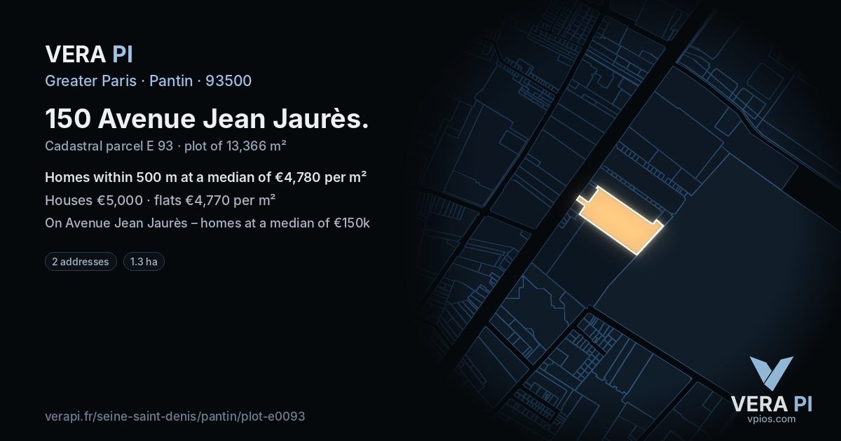 150 Avenue Jean Jaurès, Pantin at night – the plot lit, the parcels around coloured by the prices near them