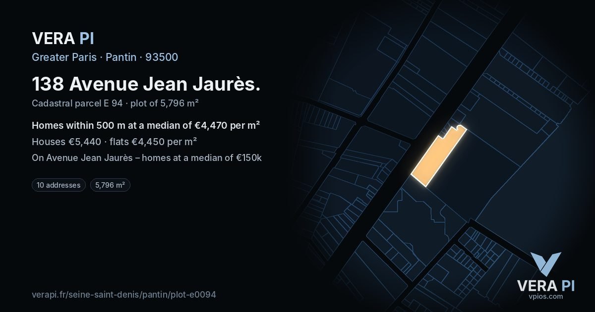 138 Avenue Jean Jaurès, Pantin at night – the plot lit, the parcels around coloured by the prices near them