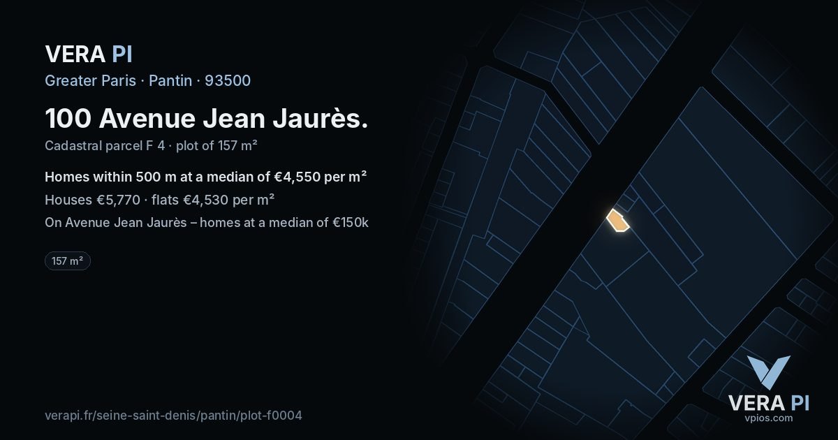 100 Avenue Jean Jaurès, Pantin at night – the plot lit, the parcels around coloured by the prices near them