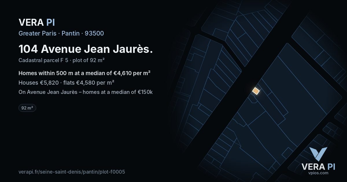 104 Avenue Jean Jaurès, Pantin at night – the plot lit, the parcels around coloured by the prices near them