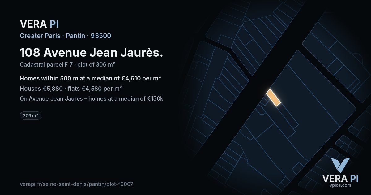 108 Avenue Jean Jaurès, Pantin at night – the plot lit, the parcels around coloured by the prices near them