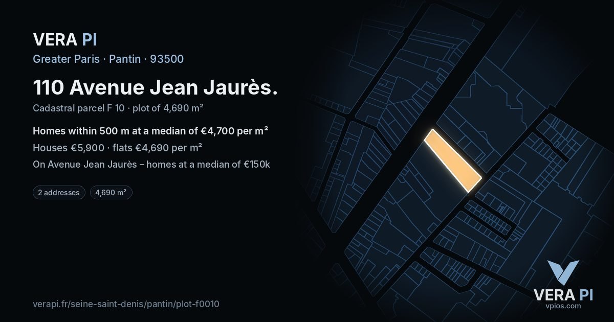 110 Avenue Jean Jaurès, Pantin at night – the plot lit, the parcels around coloured by the prices near them