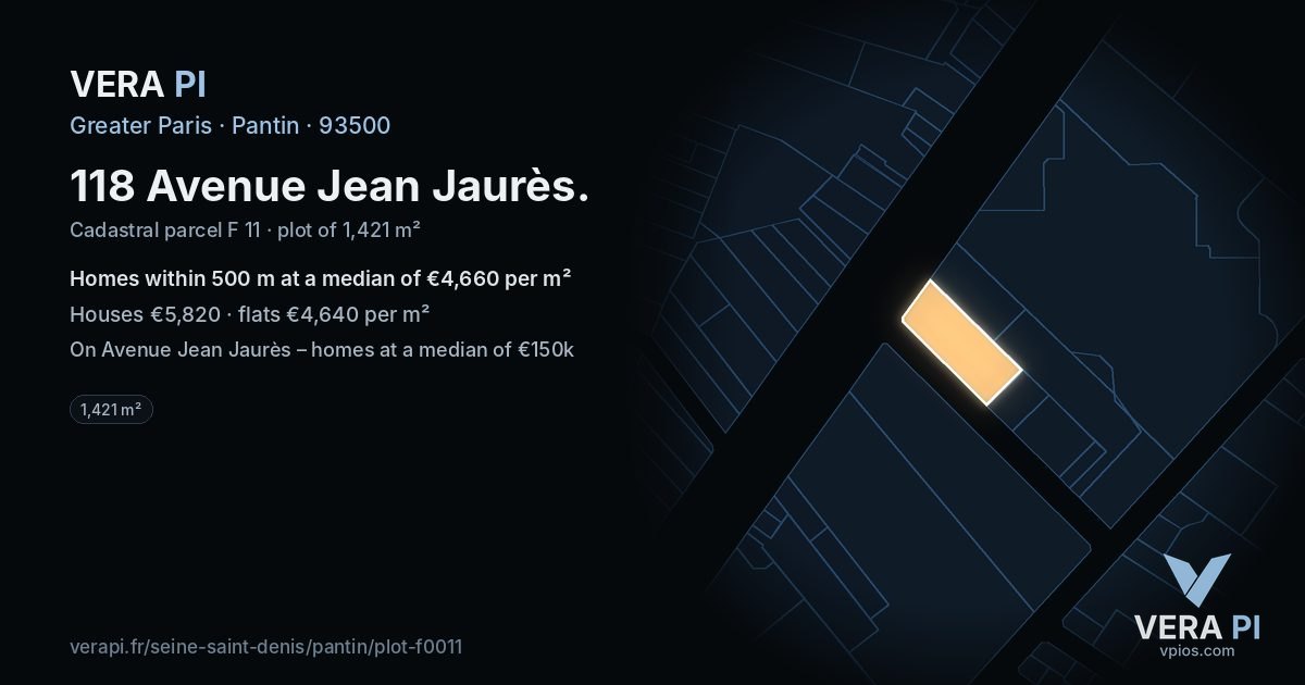 118 Avenue Jean Jaurès, Pantin at night – the plot lit, the parcels around coloured by the prices near them