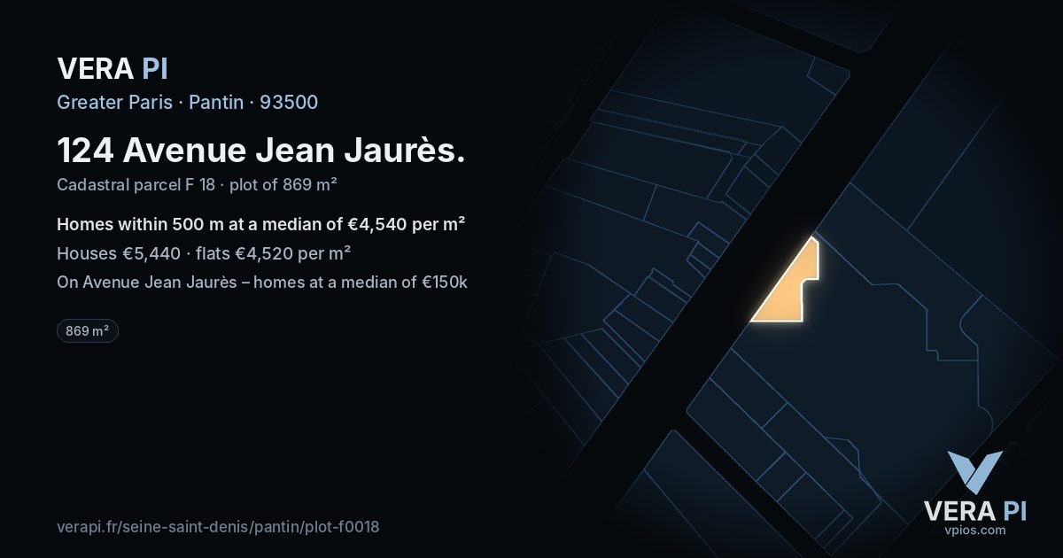 124 Avenue Jean Jaurès, Pantin at night – the plot lit, the parcels around coloured by the prices near them