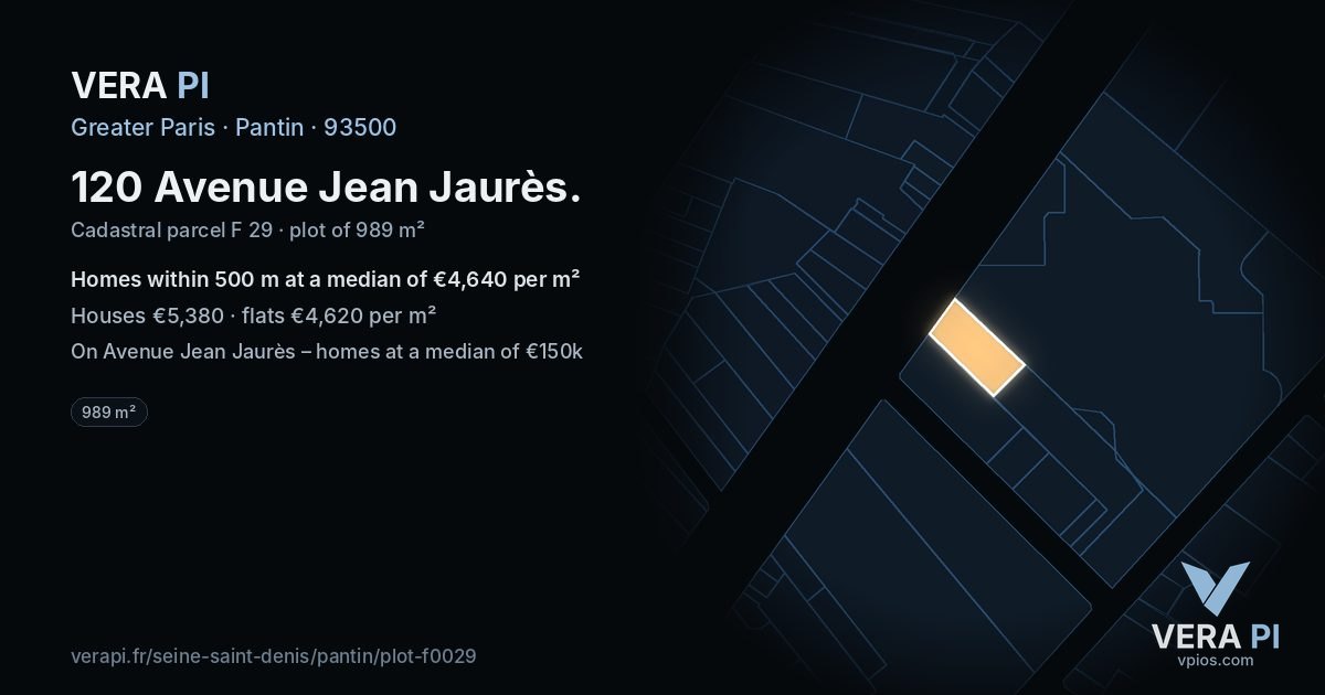 120 Avenue Jean Jaurès, Pantin at night – the plot lit, the parcels around coloured by the prices near them