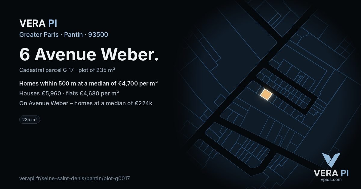 6 Avenue Weber, Pantin at night – the plot lit, the parcels around coloured by the prices near them