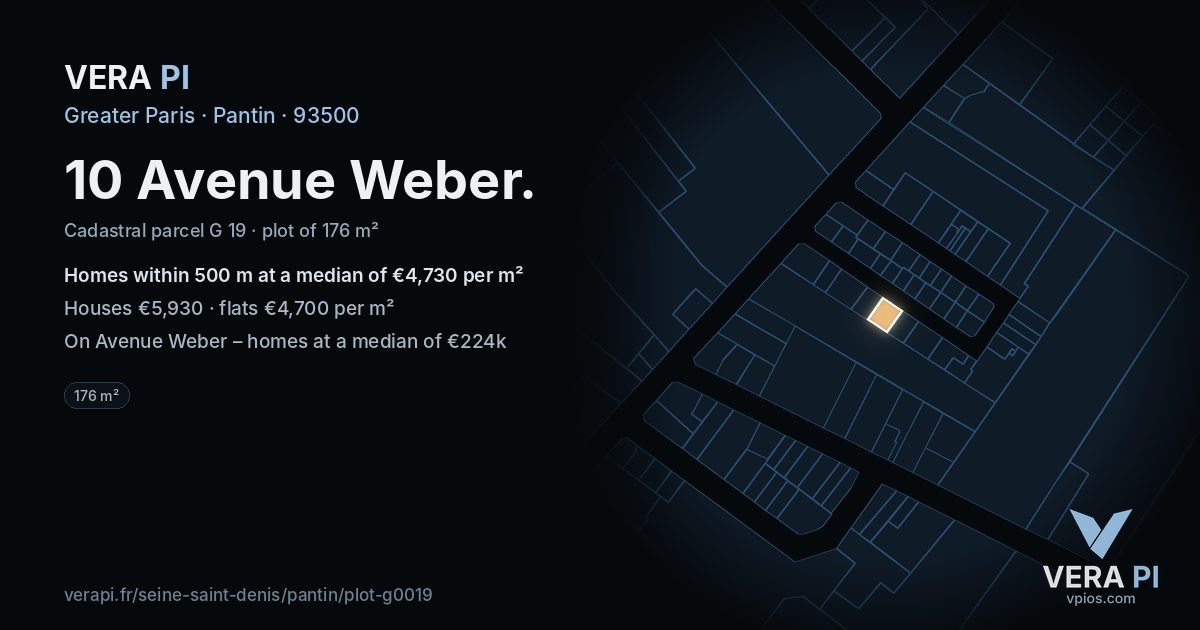 10 Avenue Weber, Pantin at night – the plot lit, the parcels around coloured by the prices near them
