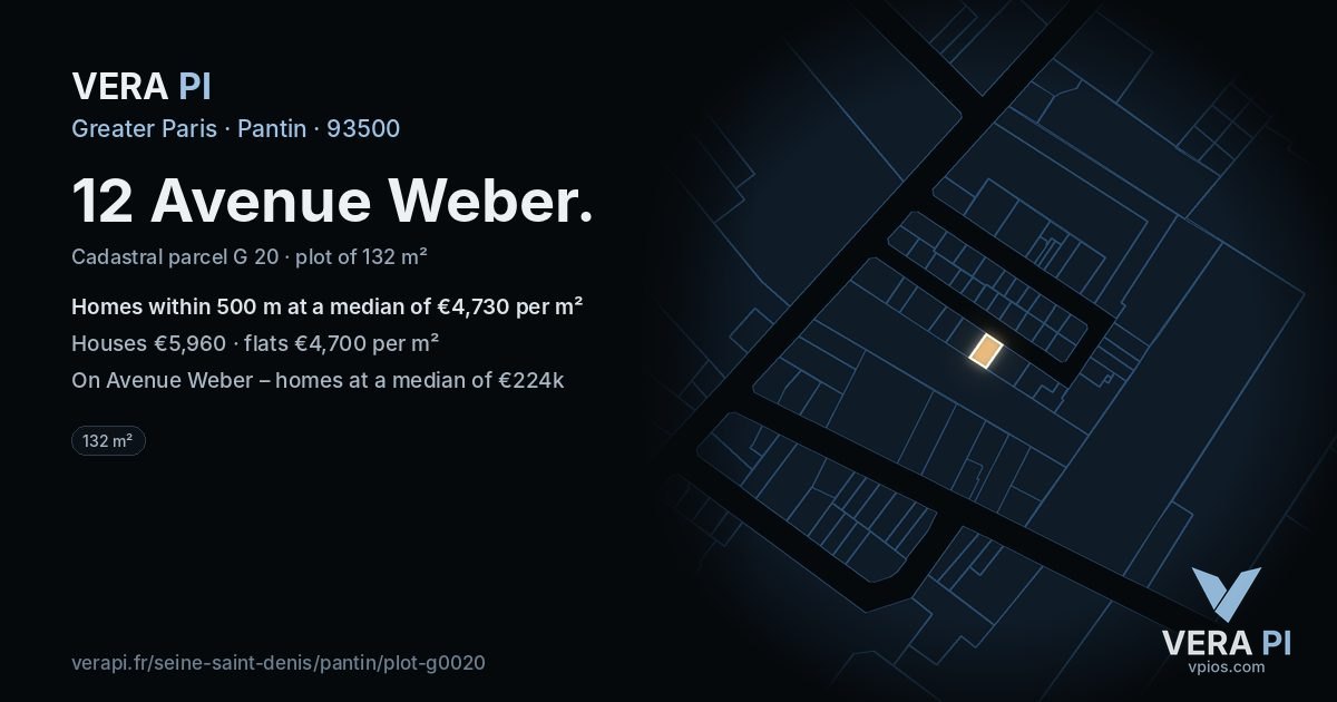 12 Avenue Weber, Pantin at night – the plot lit, the parcels around coloured by the prices near them