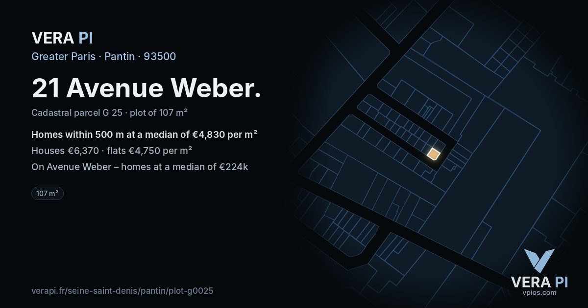 21 Avenue Weber, Pantin at night – the plot lit, the parcels around coloured by the prices near them