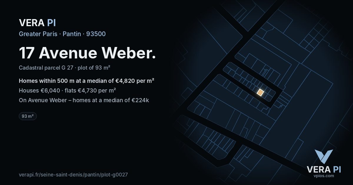 17 Avenue Weber, Pantin at night – the plot lit, the parcels around coloured by the prices near them