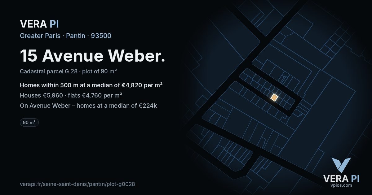 15 Avenue Weber, Pantin at night – the plot lit, the parcels around coloured by the prices near them