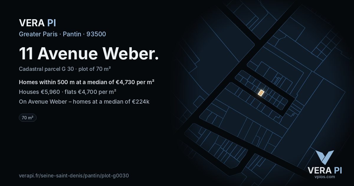 11 Avenue Weber, Pantin at night – the plot lit, the parcels around coloured by the prices near them