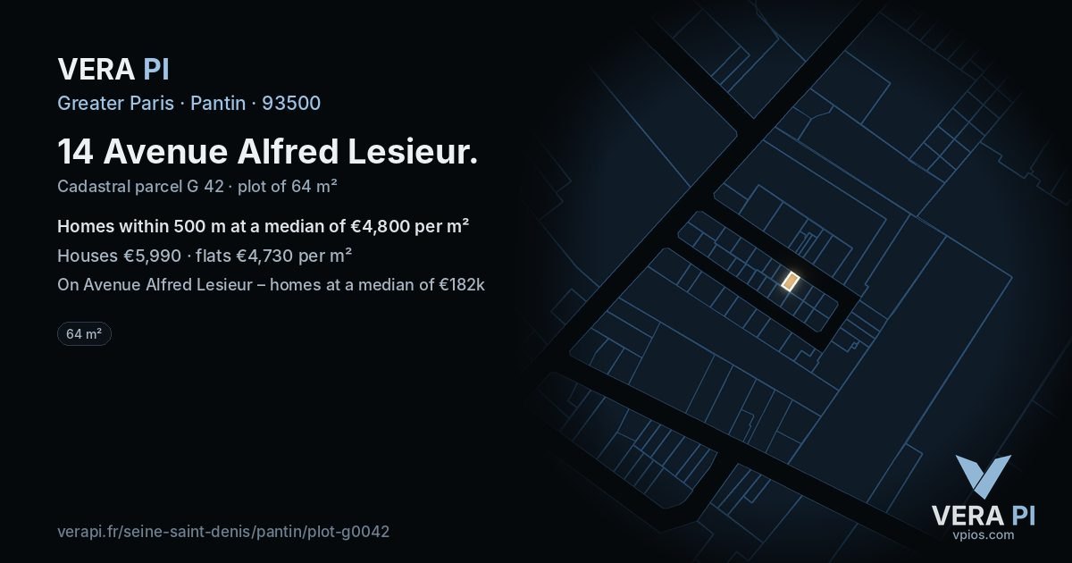 14 Avenue Alfred Lesieur, Pantin at night – the plot lit, the parcels around coloured by the prices near them