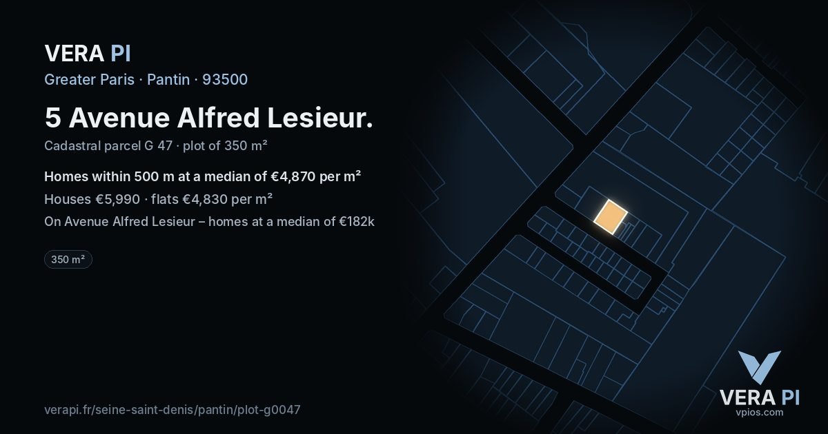 5 Avenue Alfred Lesieur, Pantin at night – the plot lit, the parcels around coloured by the prices near them