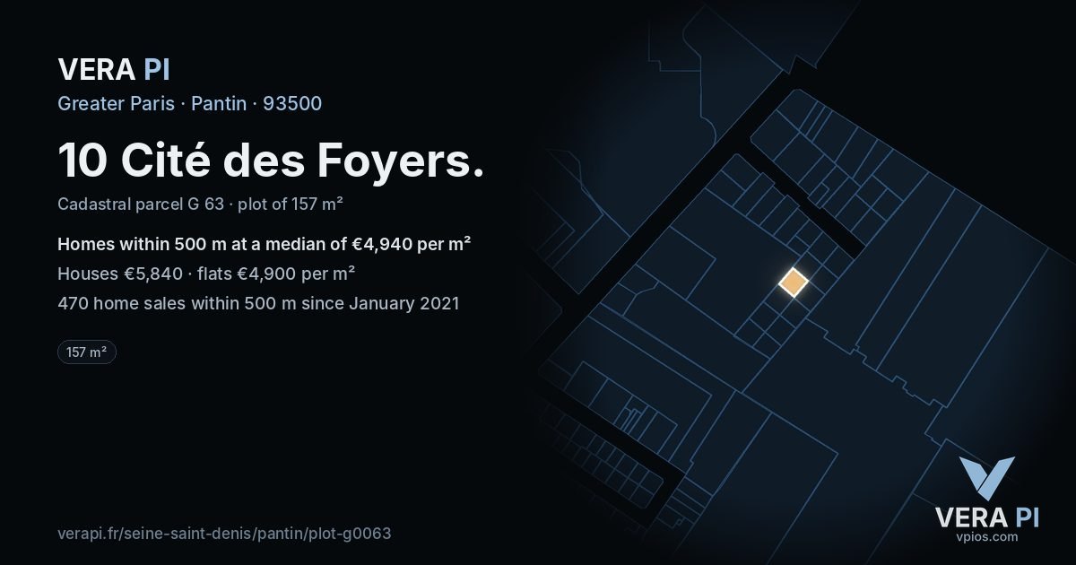 10 Cité des Foyers, Pantin at night – the plot lit, the parcels around coloured by the prices near them