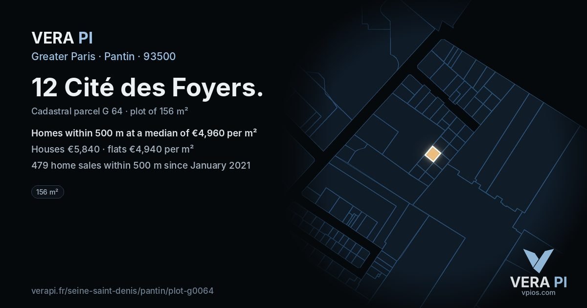 12 Cité des Foyers, Pantin at night – the plot lit, the parcels around coloured by the prices near them