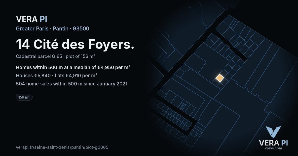 14 Cité des Foyers, Pantin at night – the plot lit, the parcels around coloured by the prices near them