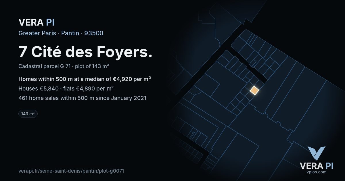 7 Cité des Foyers, Pantin at night – the plot lit, the parcels around coloured by the prices near them