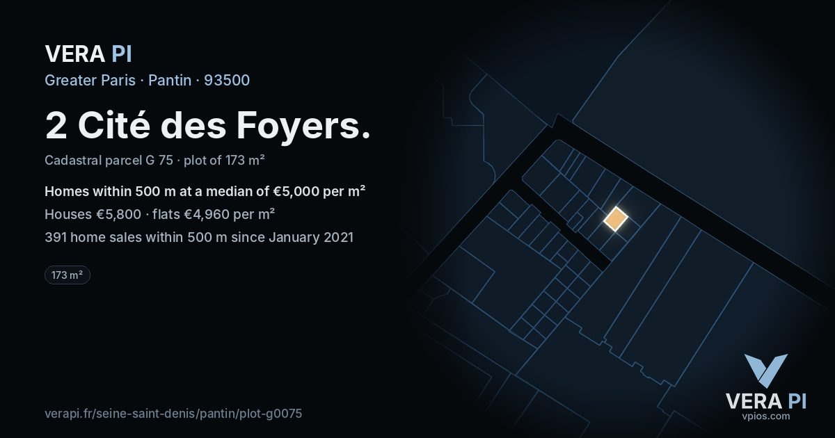 2 Cité des Foyers, Pantin at night – the plot lit, the parcels around coloured by the prices near them