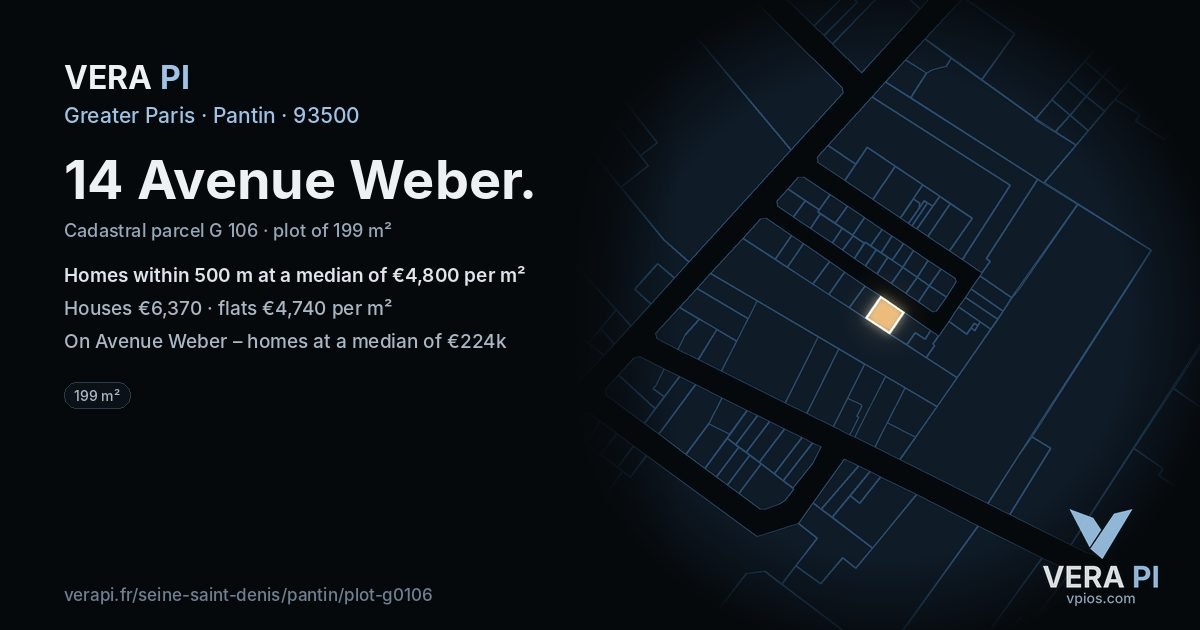 14 Avenue Weber, Pantin at night – the plot lit, the parcels around coloured by the prices near them