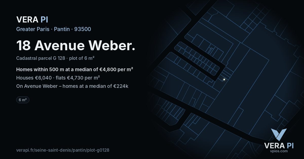 18 Avenue Weber, Pantin at night – the plot lit, the parcels around coloured by the prices near them