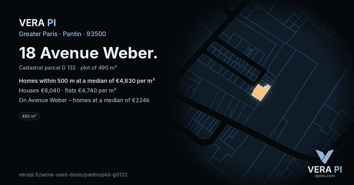 18 Avenue Weber, Pantin at night – the plot lit, the parcels around coloured by the prices near them