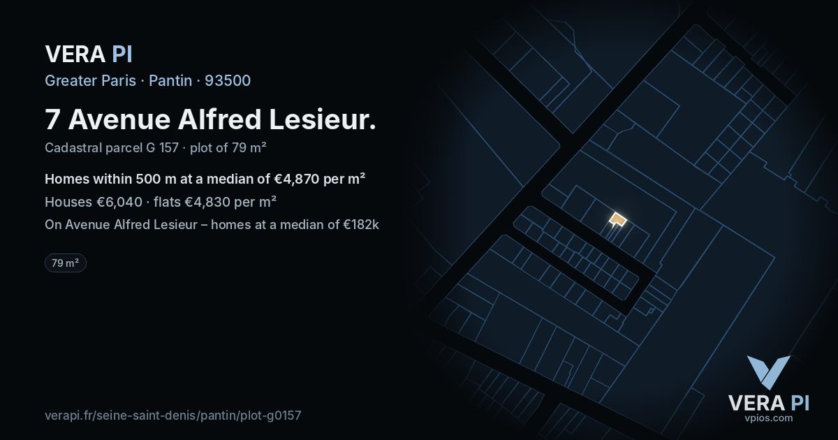 7 Avenue Alfred Lesieur, Pantin at night – the plot lit, the parcels around coloured by the prices near them