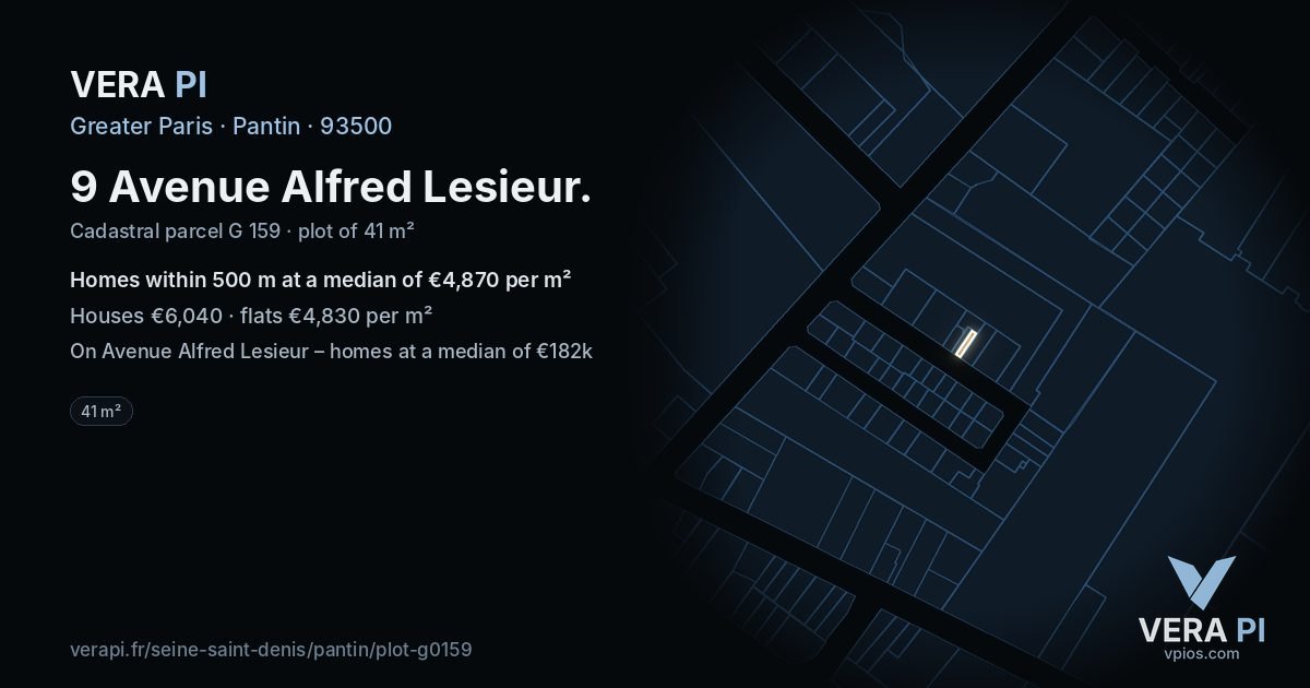 9 Avenue Alfred Lesieur, Pantin at night – the plot lit, the parcels around coloured by the prices near them