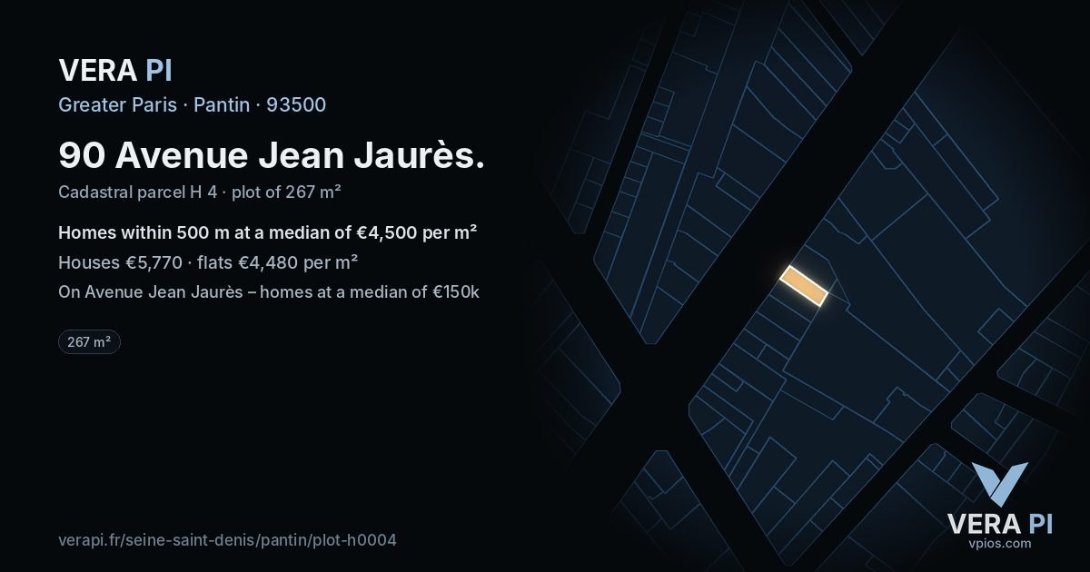 90 Avenue Jean Jaurès, Pantin at night – the plot lit, the parcels around coloured by the prices near them
