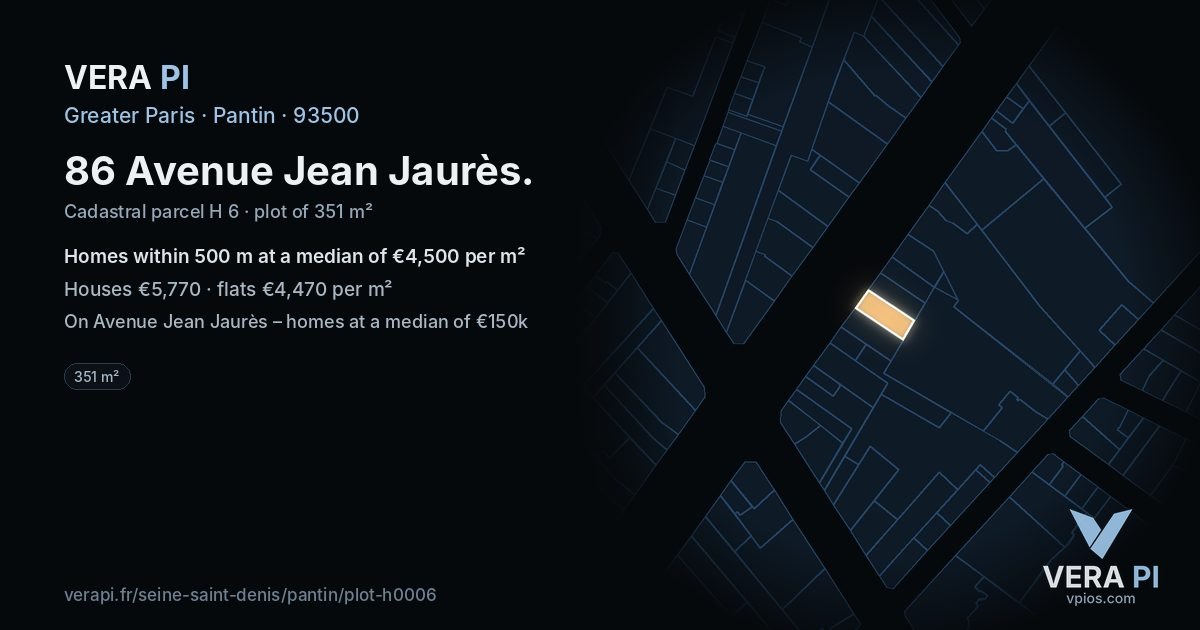 86 Avenue Jean Jaurès, Pantin at night – the plot lit, the parcels around coloured by the prices near them