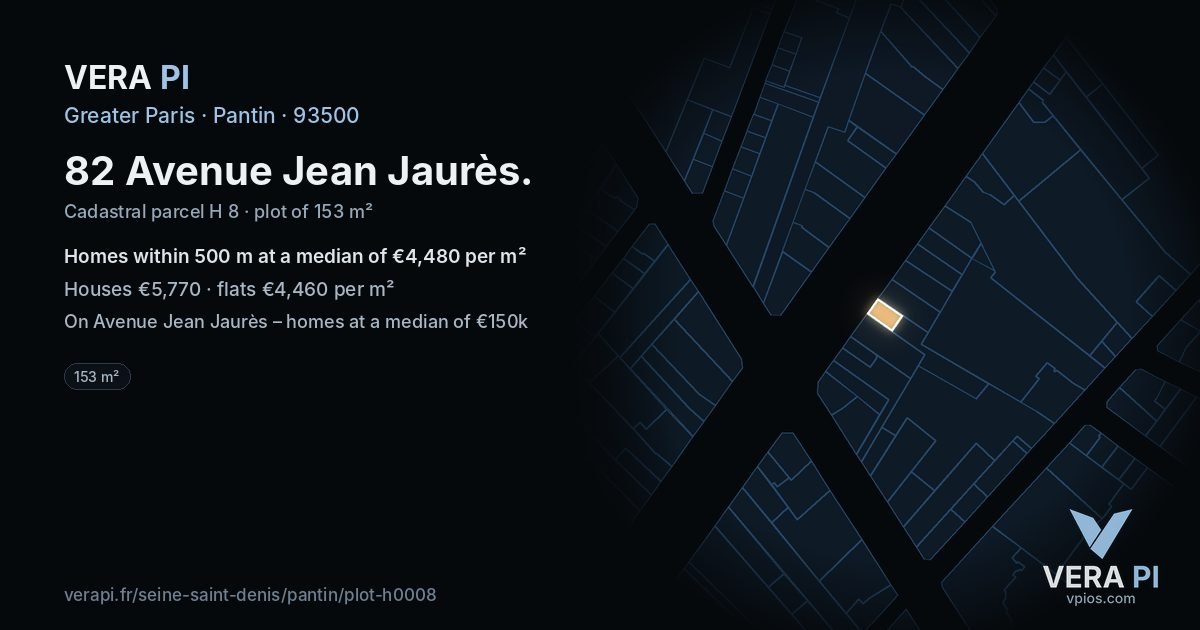 82 Avenue Jean Jaurès, Pantin at night – the plot lit, the parcels around coloured by the prices near them
