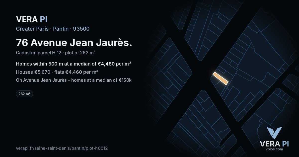 76 Avenue Jean Jaurès, Pantin at night – the plot lit, the parcels around coloured by the prices near them