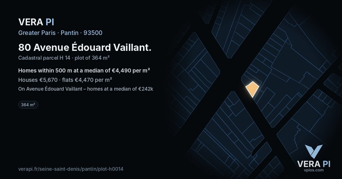 80 Avenue Édouard Vaillant, Pantin at night – the plot lit, the parcels around coloured by the prices near them