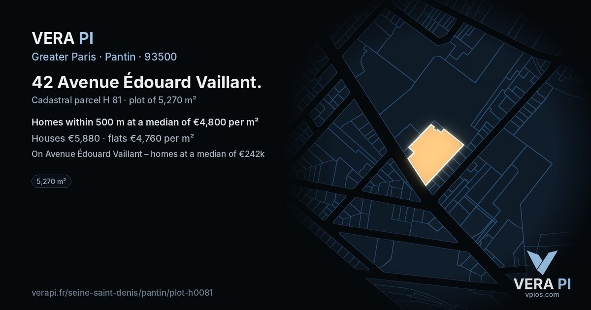 42 Avenue Édouard Vaillant, Pantin at night – the plot lit, the parcels around coloured by the prices near them