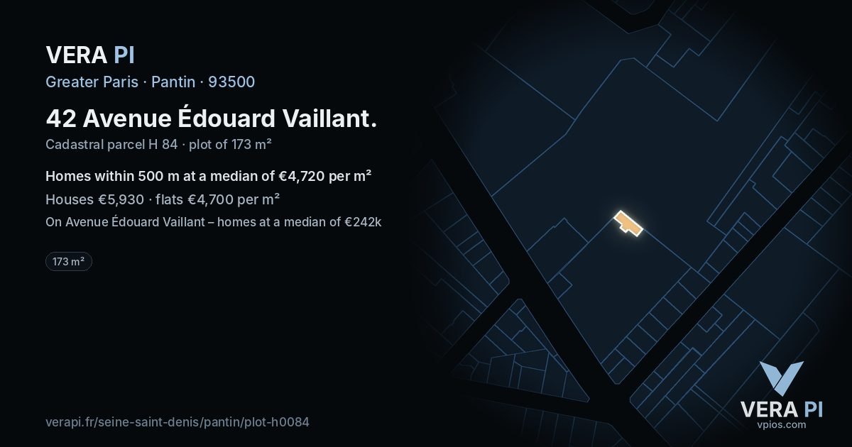42 Avenue Édouard Vaillant, Pantin at night – the plot lit, the parcels around coloured by the prices near them