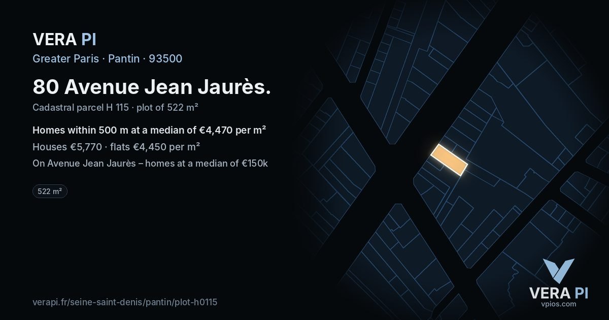 80 Avenue Jean Jaurès, Pantin at night – the plot lit, the parcels around coloured by the prices near them
