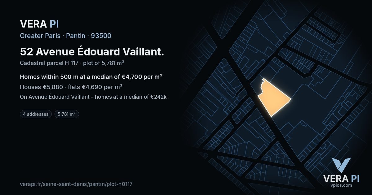 52 Avenue Édouard Vaillant, Pantin at night – the plot lit, the parcels around coloured by the prices near them