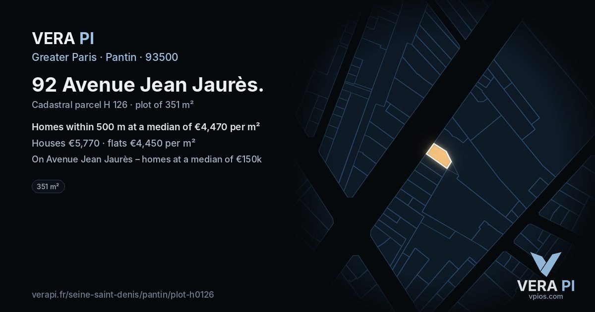 92 Avenue Jean Jaurès, Pantin at night – the plot lit, the parcels around coloured by the prices near them