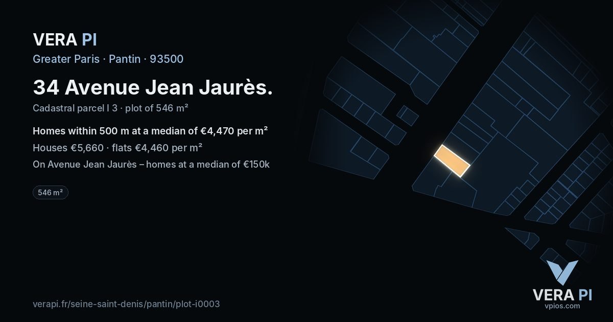 34 Avenue Jean Jaurès, Pantin at night – the plot lit, the parcels around coloured by the prices near them