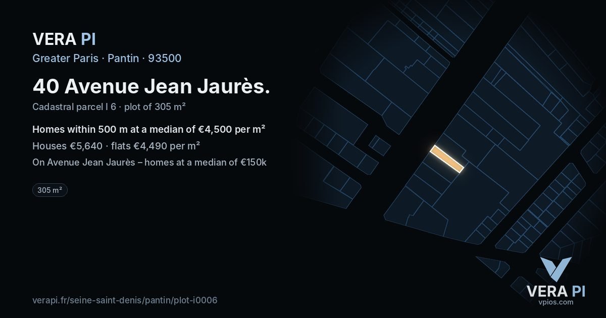 40 Avenue Jean Jaurès, Pantin at night – the plot lit, the parcels around coloured by the prices near them