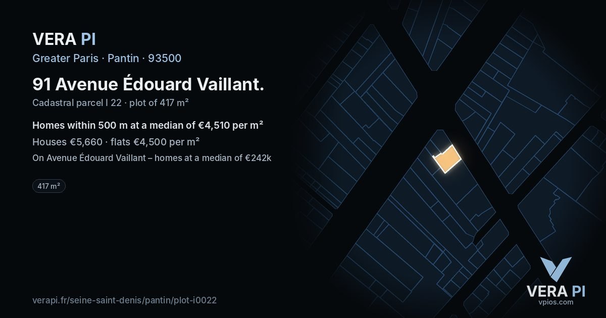 91 Avenue Édouard Vaillant, Pantin at night – the plot lit, the parcels around coloured by the prices near them