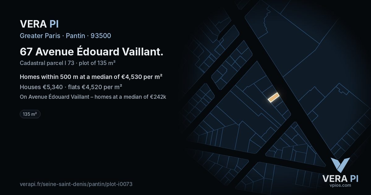 67 Avenue Édouard Vaillant, Pantin at night – the plot lit, the parcels around coloured by the prices near them
