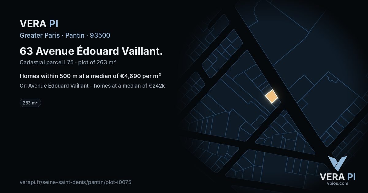 63 Avenue Édouard Vaillant, Pantin at night – the plot lit, the parcels around coloured by the prices near them