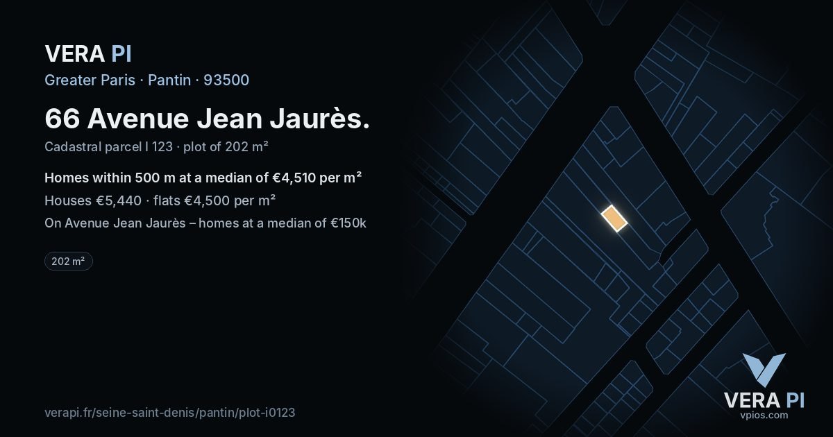 66 Avenue Jean Jaurès, Pantin at night – the plot lit, the parcels around coloured by the prices near them