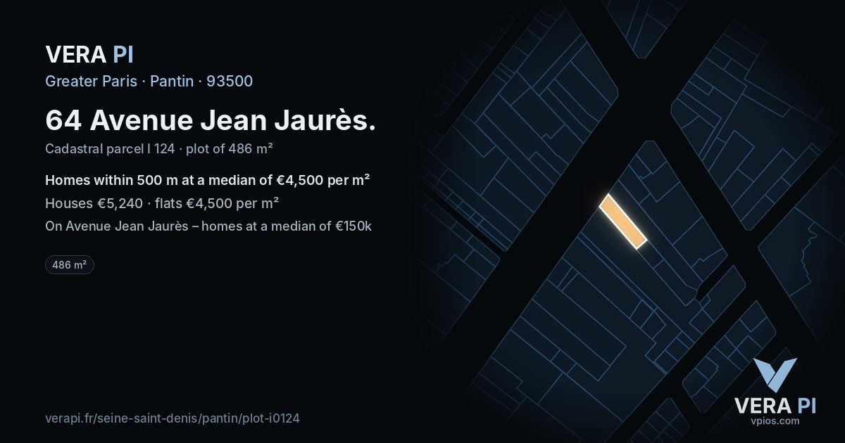 64 Avenue Jean Jaurès, Pantin at night – the plot lit, the parcels around coloured by the prices near them