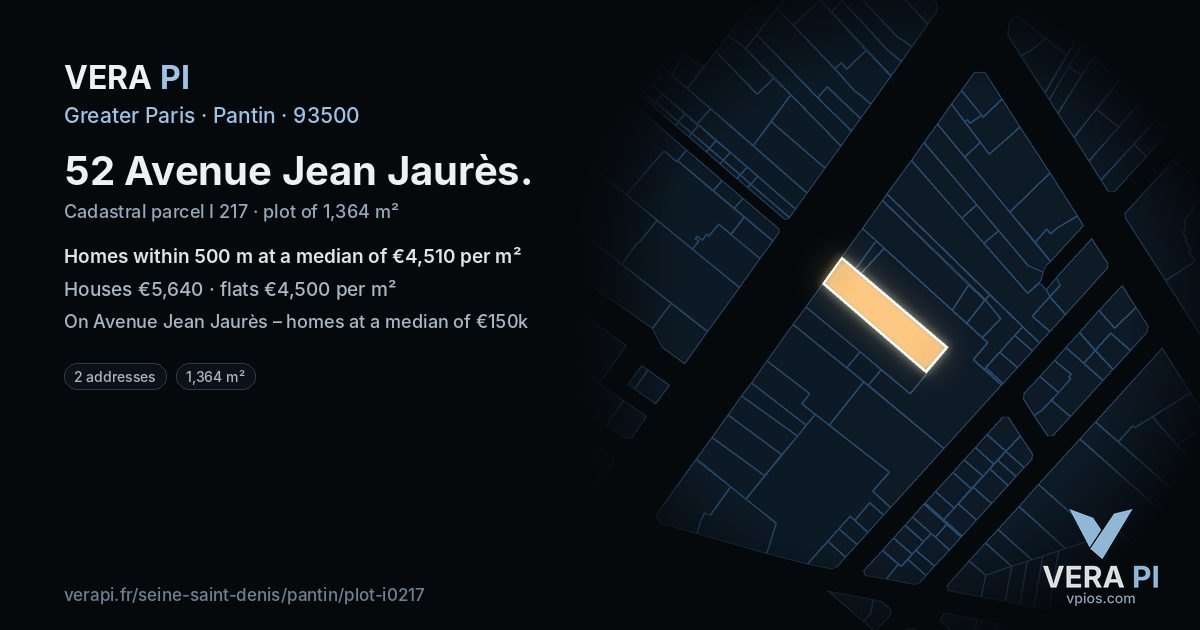 52 Avenue Jean Jaurès, Pantin at night – the plot lit, the parcels around coloured by the prices near them