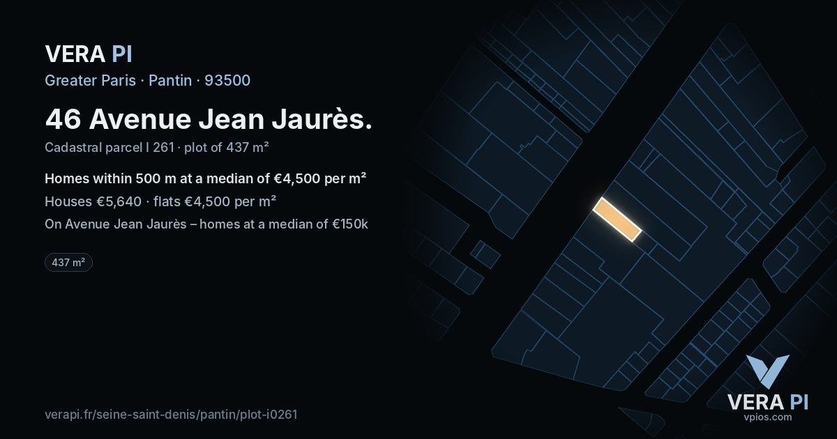 46 Avenue Jean Jaurès, Pantin at night – the plot lit, the parcels around coloured by the prices near them