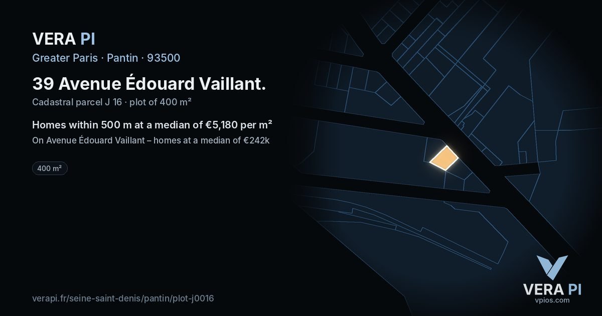 39 Avenue Édouard Vaillant, Pantin at night – the plot lit, the parcels around coloured by the prices near them