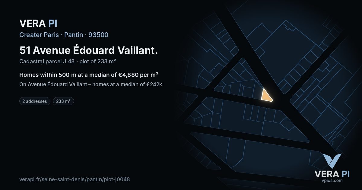 51 Avenue Édouard Vaillant, Pantin at night – the plot lit, the parcels around coloured by the prices near them